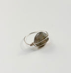 Bague pierre facettée double fil en argent — Amor