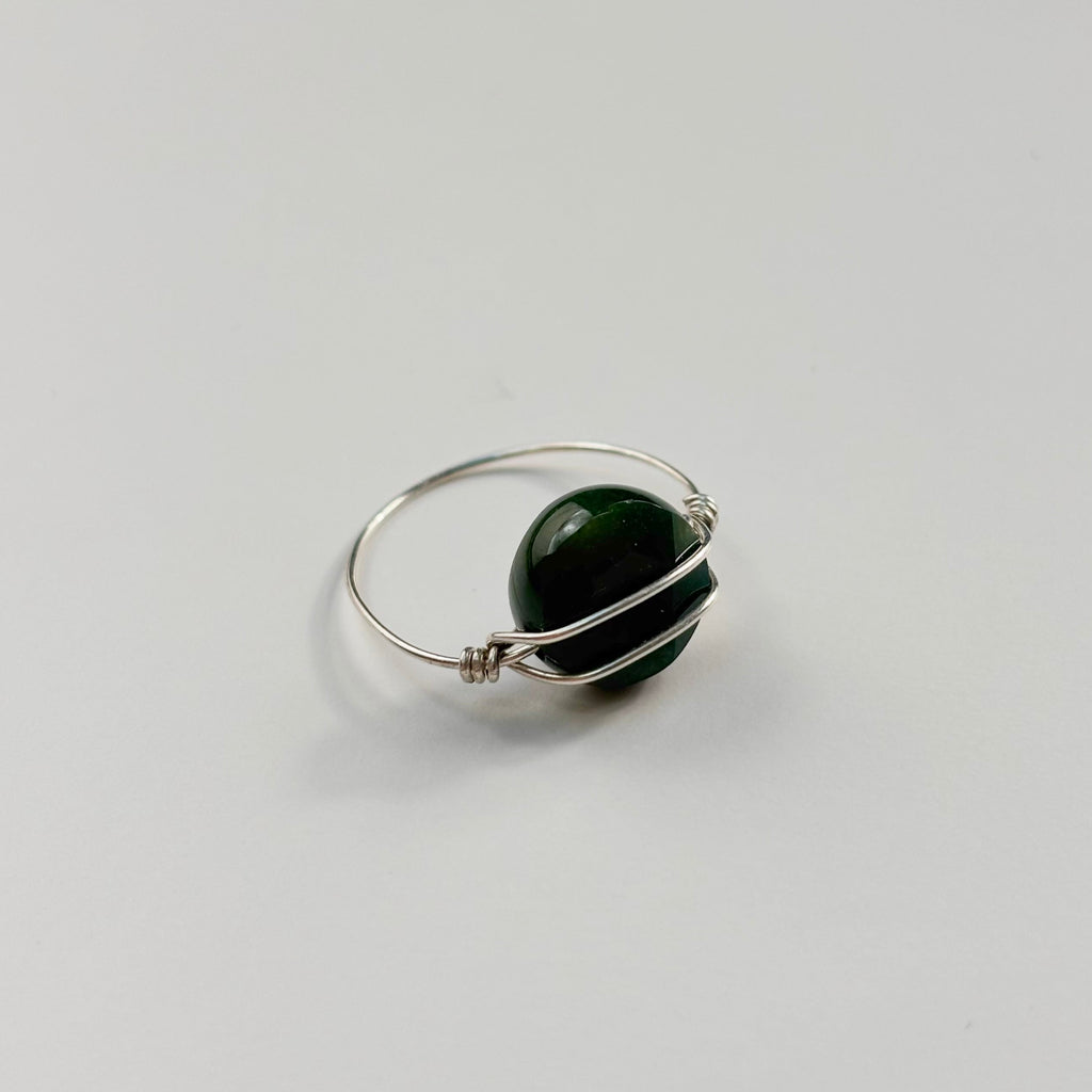 Bague pierre facettée double fil en argent — Amor