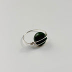 Bague pierre facettée double fil en argent — Amor