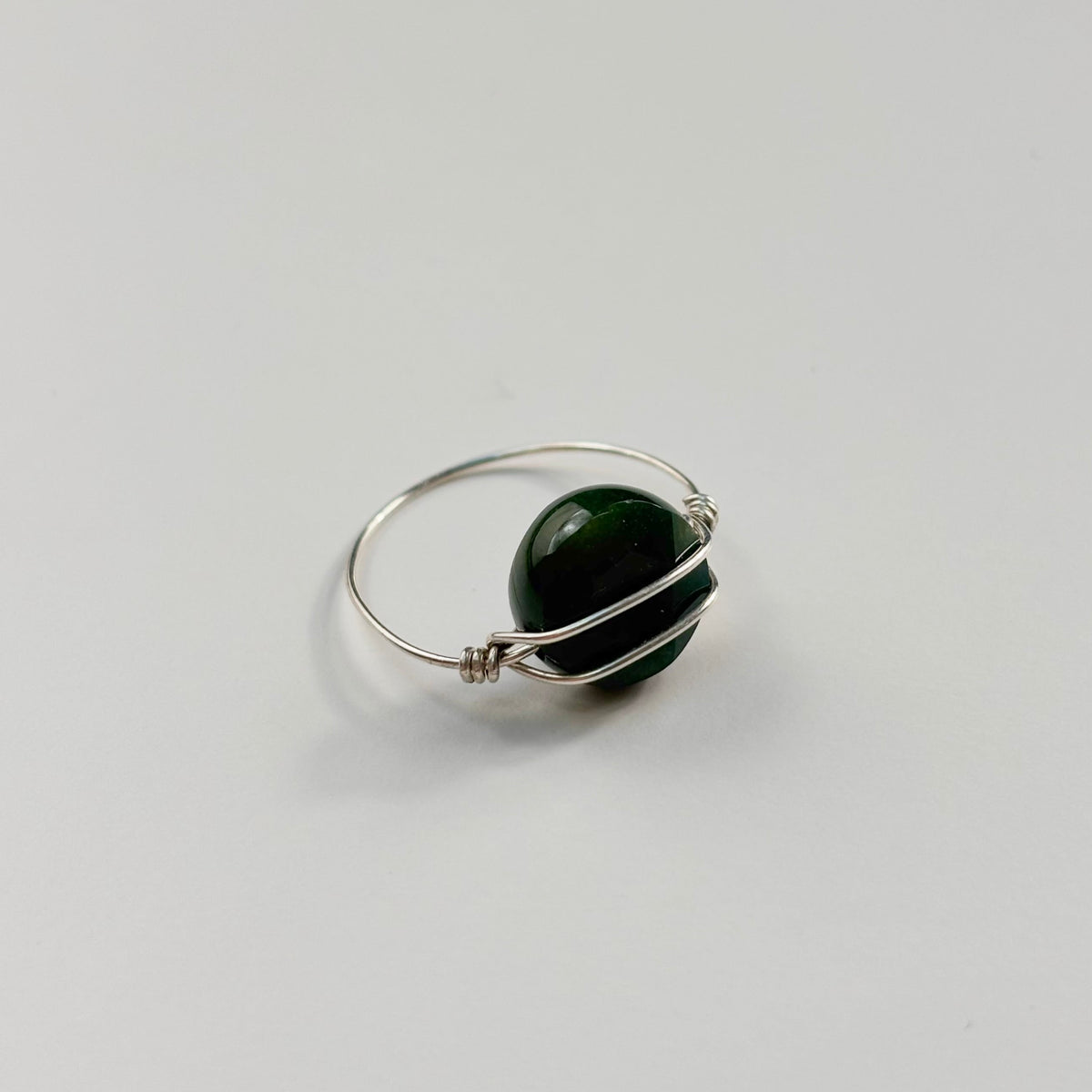 Bague pierre facettée double fil en argent — Amor