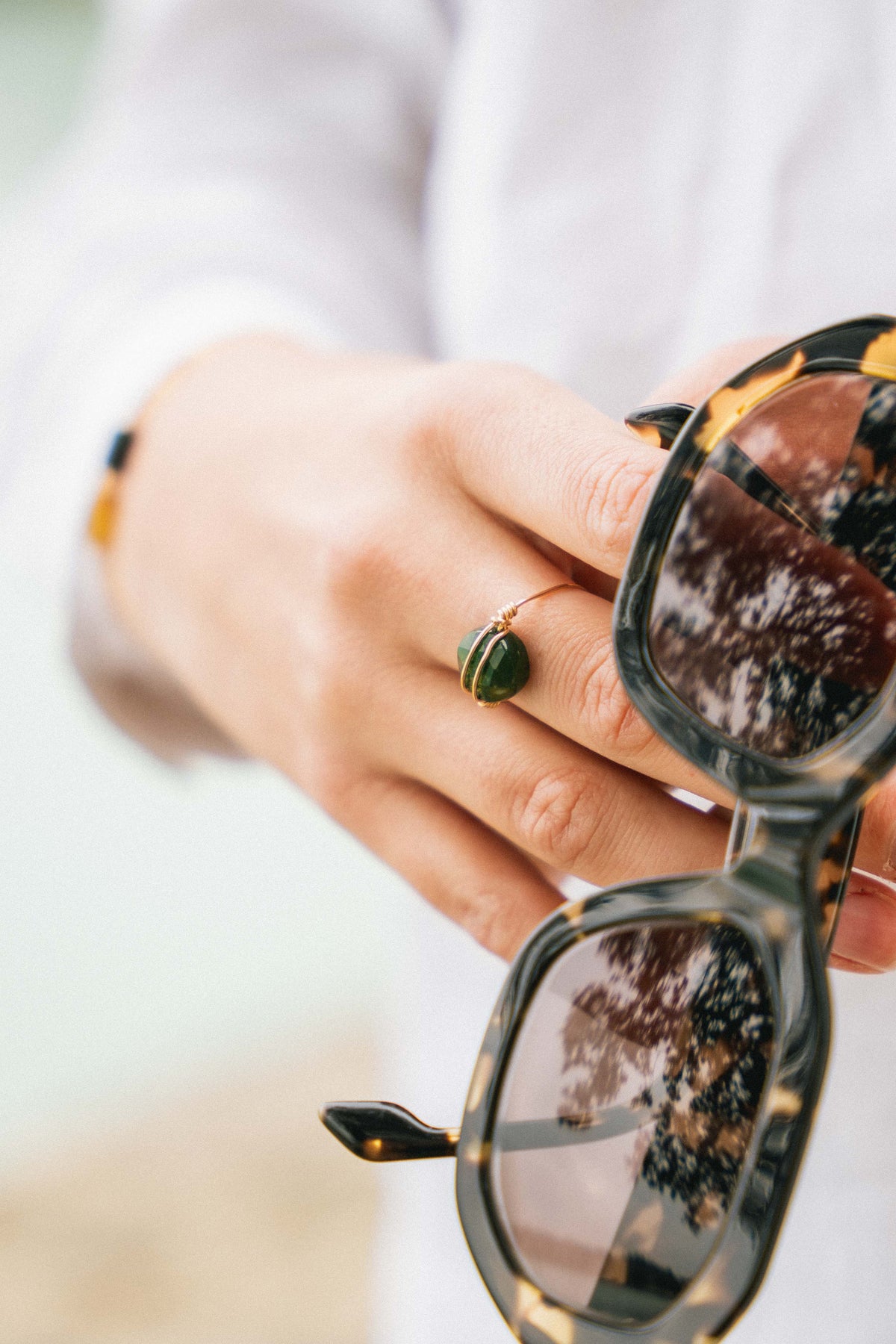 Bague Amor, pierre facettée et double fil gold filled – ËZÜ Bijoux