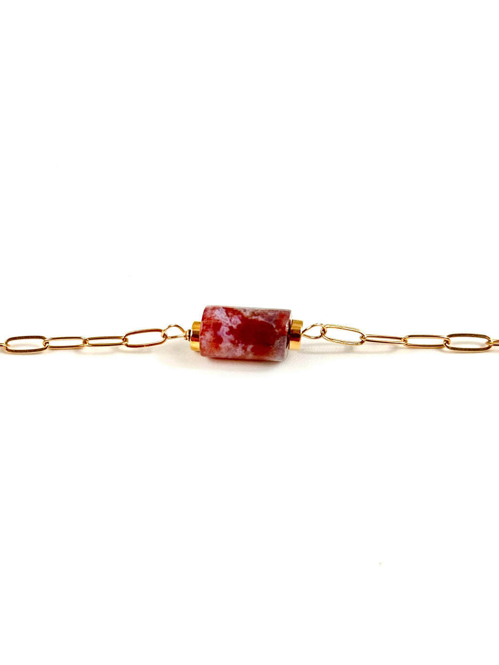 Bracelet Pistou, chaîne fine gold filled et perle d'agate – ËZÜ Bijoux